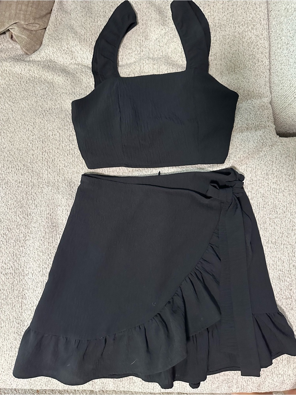 Pink Lily Black Ruffle Wrap Mini Skort Set